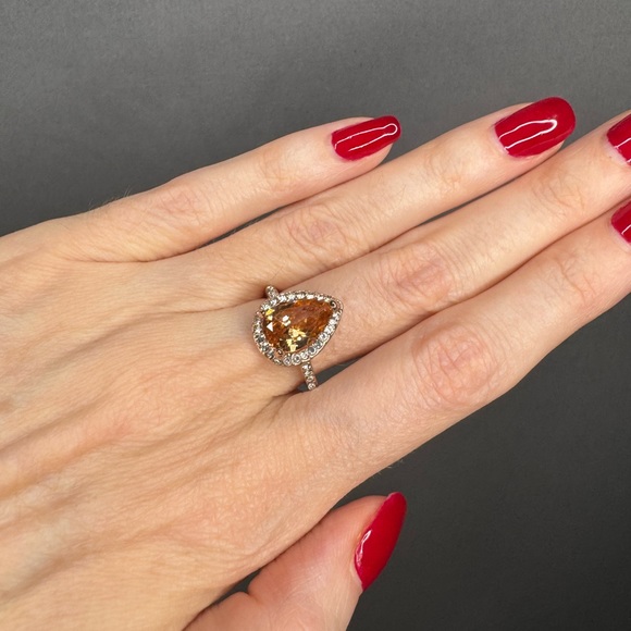 MORGANITE TEARDROP COCKTAIL RING IN ROSE GOLD | Size 7 - Picture 2 of 7